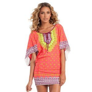 Trina Turk Pink and Yellow Swim Coverup Dress